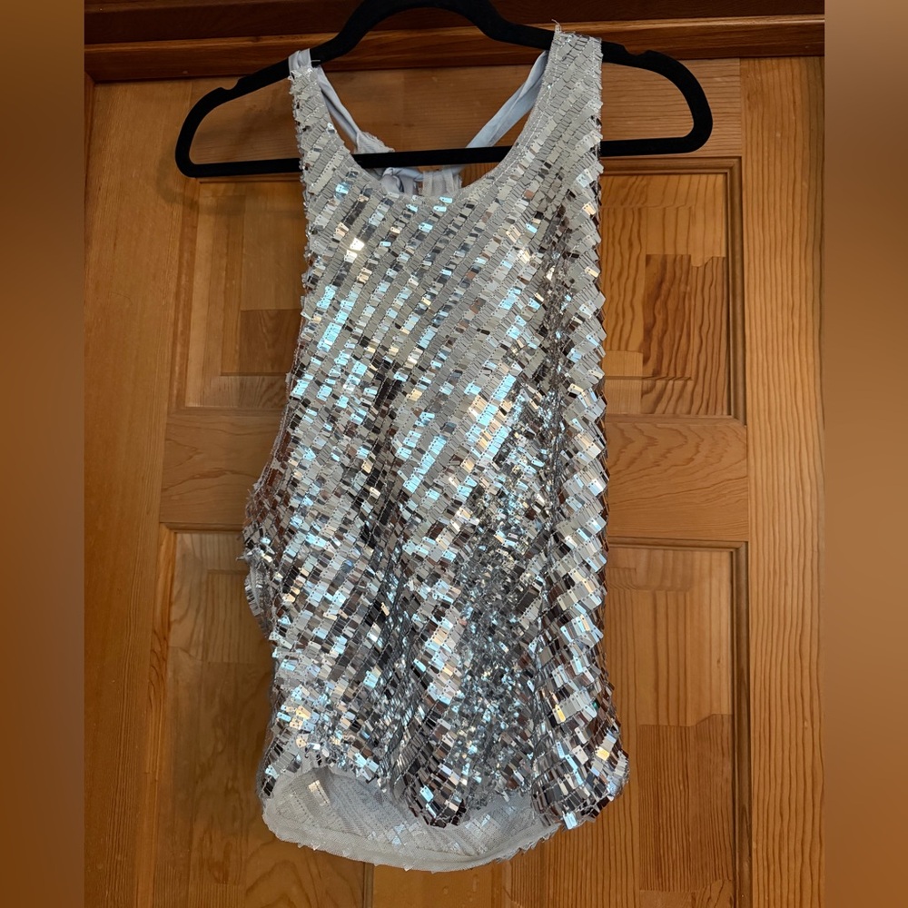 Free People Silver Sequin Top